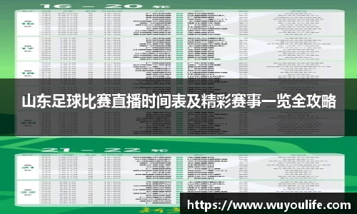 山东足球比赛直播时间表及精彩赛事一览全攻略