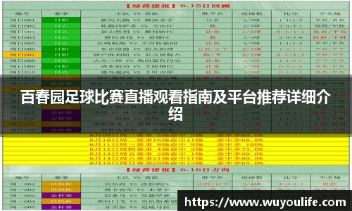 百春园足球比赛直播观看指南及平台推荐详细介绍