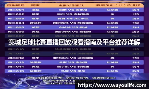 宽城足球比赛直播回放观看指南及平台推荐详解
